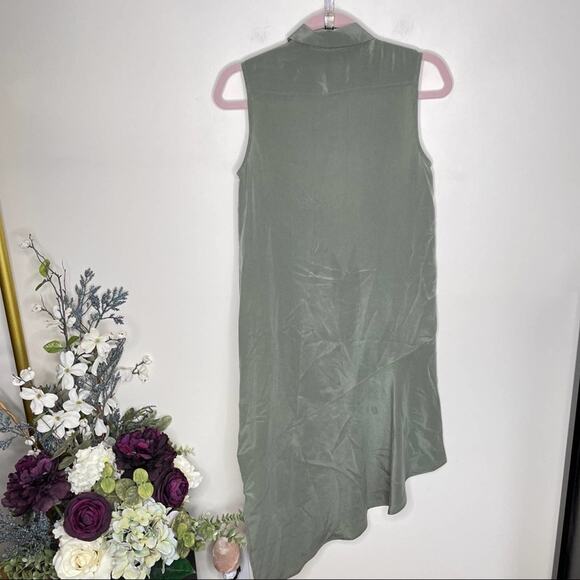 EQUIPMENT Tira Asymmetrical Silk Dress Camouflage Green {3A5} - Picture 3 of 6